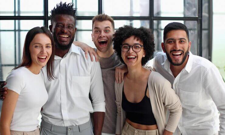 Team members smiling